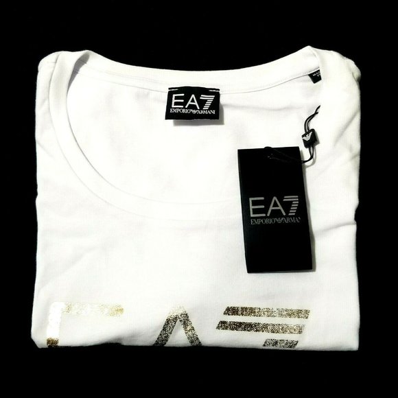 Emporio Armani White Tee with Gold Logo - Picture 3 of 9